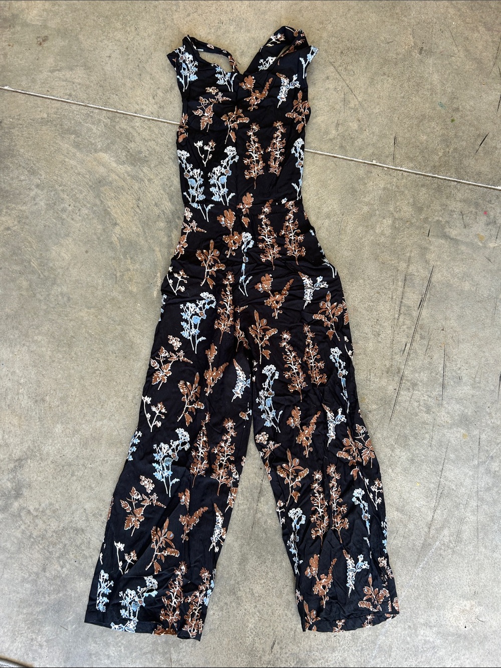 Angie Black Floral Wide-Leg Jumpsuit